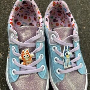 Bluey Purple and Blue Sparkly Sneakers with Charms Kids 11